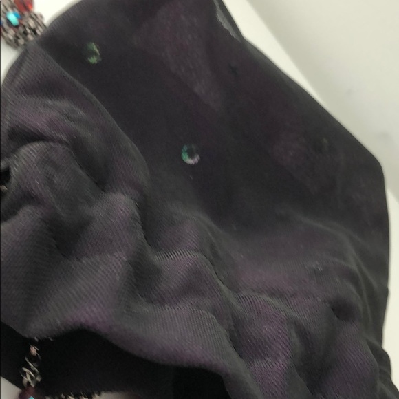 DKNY DRAWSTRING DEEP PURPLE/BLACK SILK ORGANZA BAG - Picture 10 of 16